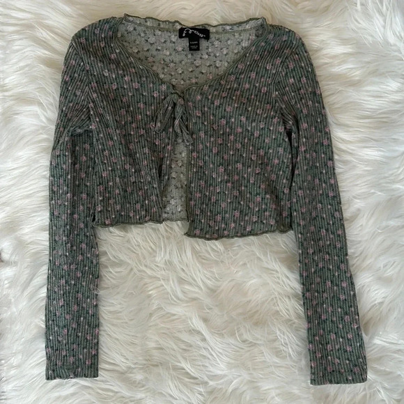 Art class green flowered shrug cardigan size 6 - Picture 1 of 6
